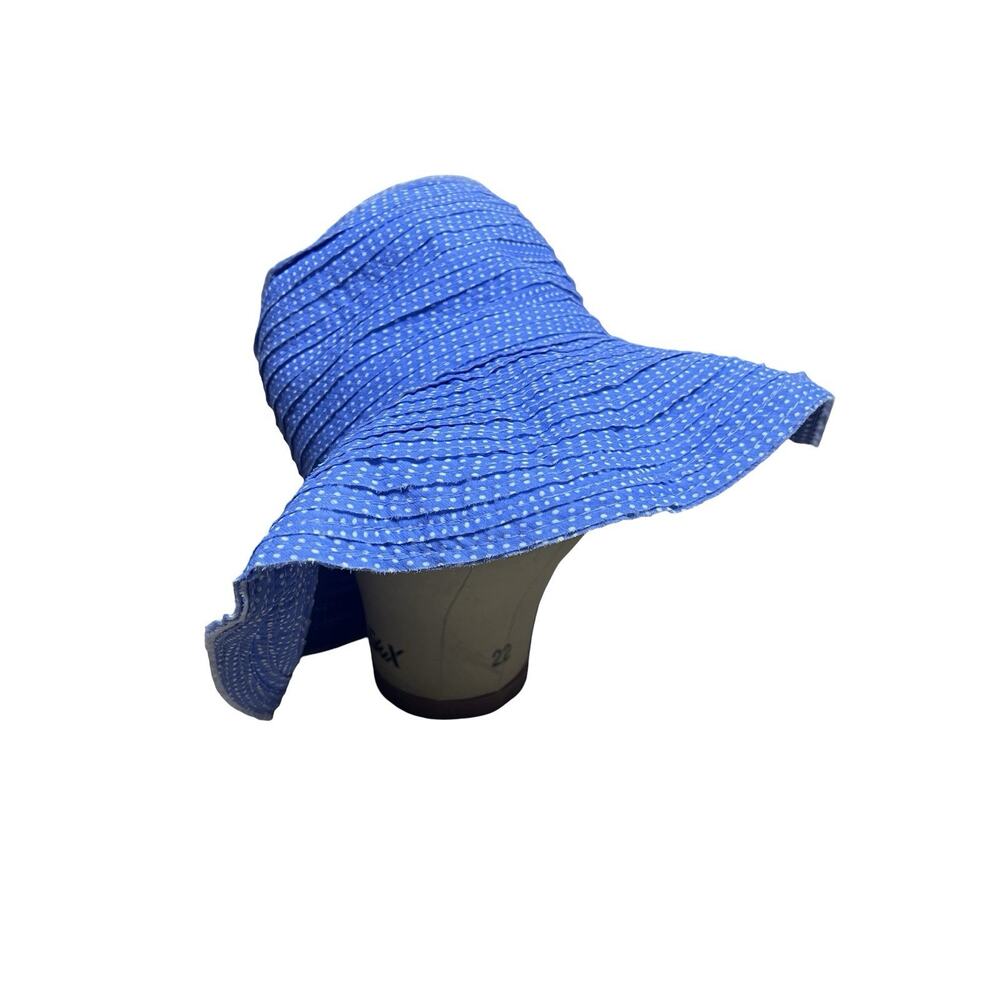 Wallaroo Hat Womens One Size Scrunchie Sun Hat Polka Dot Blue Beach Packable